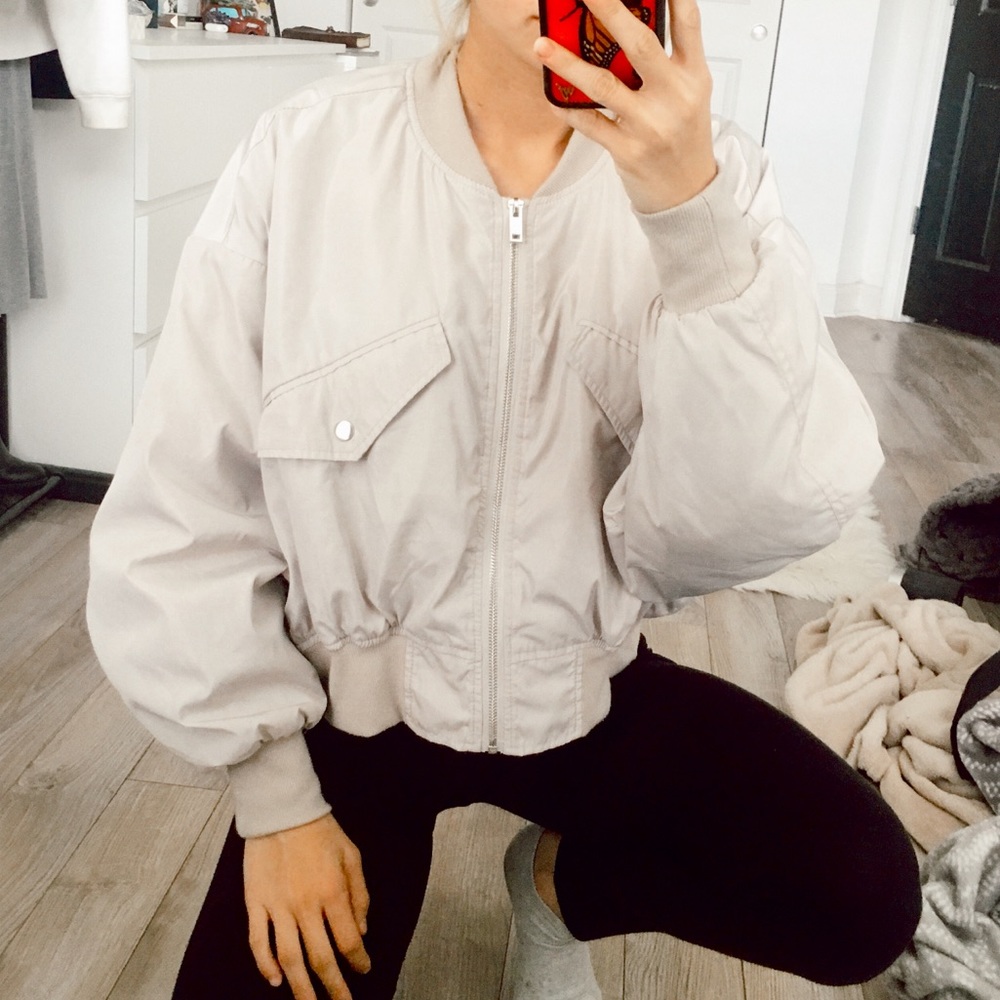 Cream Bomber Jacket